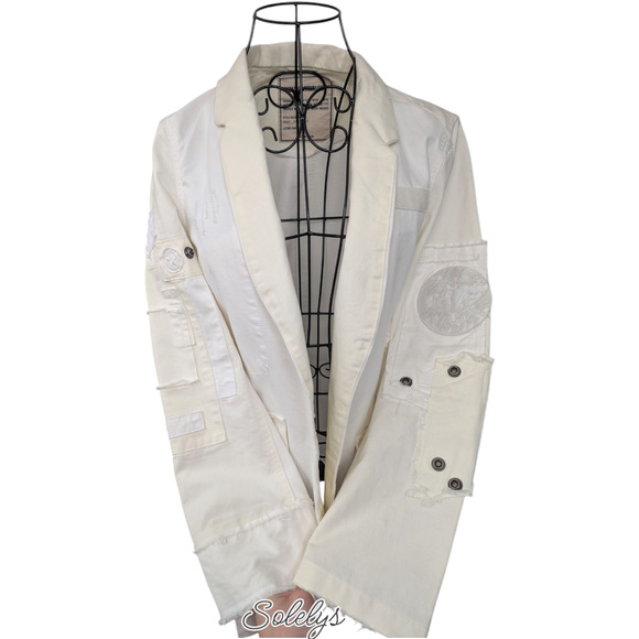 Zadig & Voltaire Very Grunge White Open Casual Cotton Utility Jacket FR36 Small - Picture 10 of 11